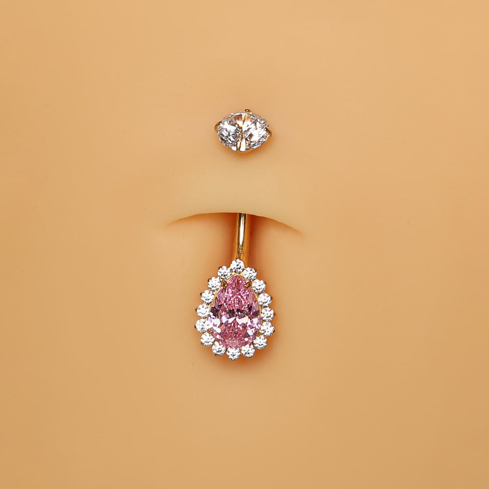 Bauchnabelpiercing Ring gold mit Steinchen besonders wasserfest