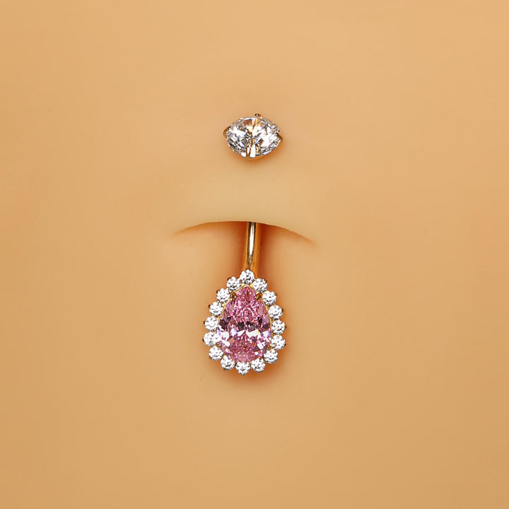 Bauchnabelpiercing Ring gold mit Steinchen besonders wasserfest