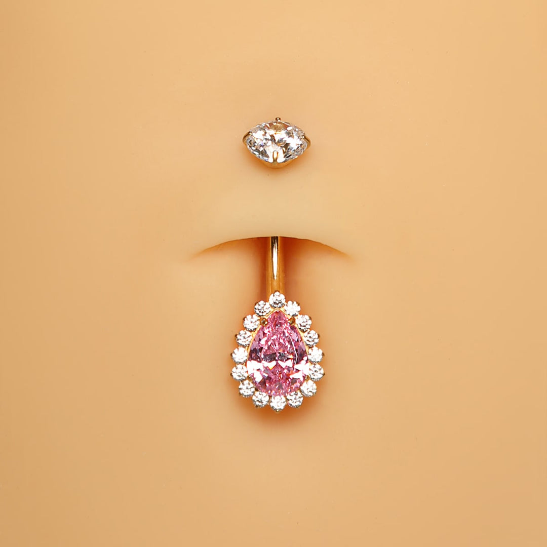 rosa Bauchnabel piercing blume tropfen wasserfest