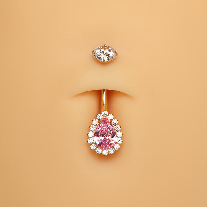 rosa Bauchnabel piercing blume tropfen wasserfest