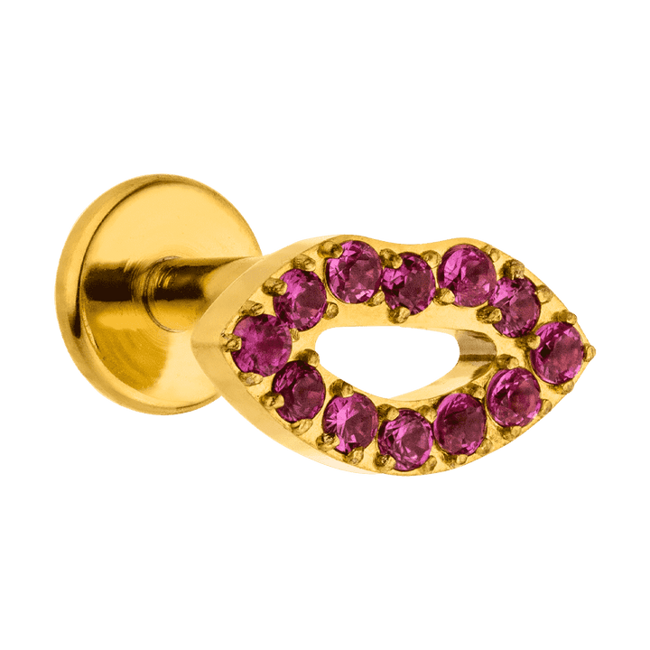 Piercing Lila Steine Wasserfest Nickelfrei Helix Lippenform