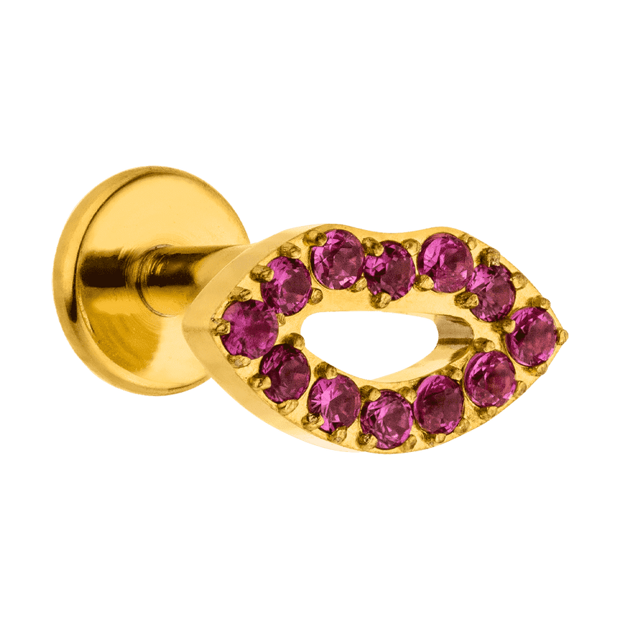 Piercing Lila Steine Wasserfest Nickelfrei Helix Lippenform