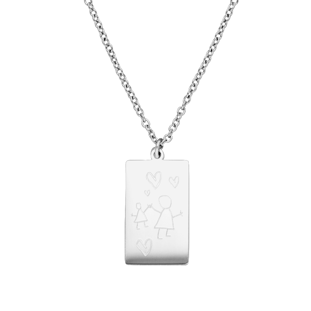 Gravur Kette mit Zeichnung Silber wasserfest