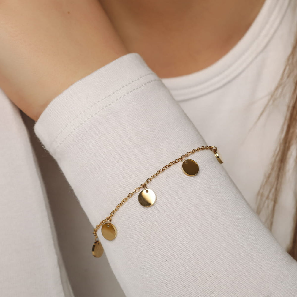 Plättchen Armband gold wasserfest Damen