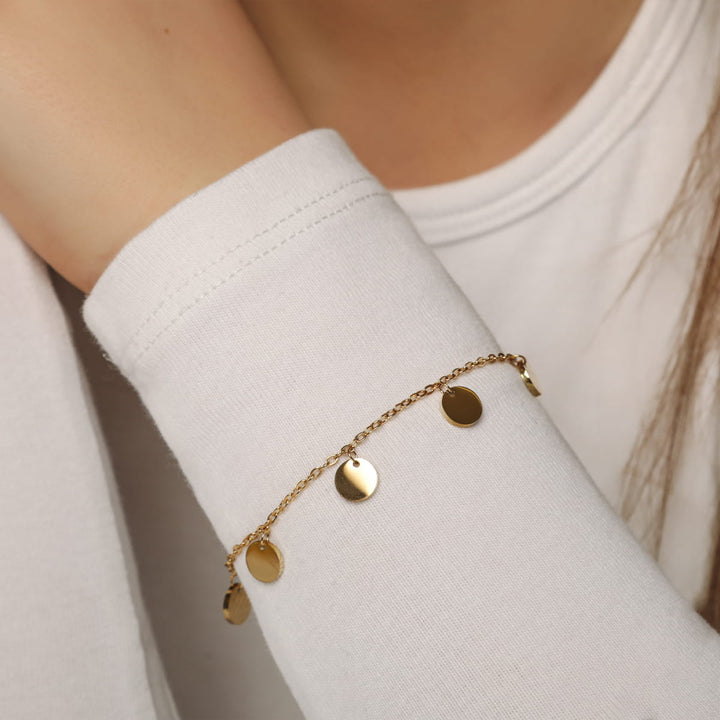 Plättchen Armband gold wasserfest Damen