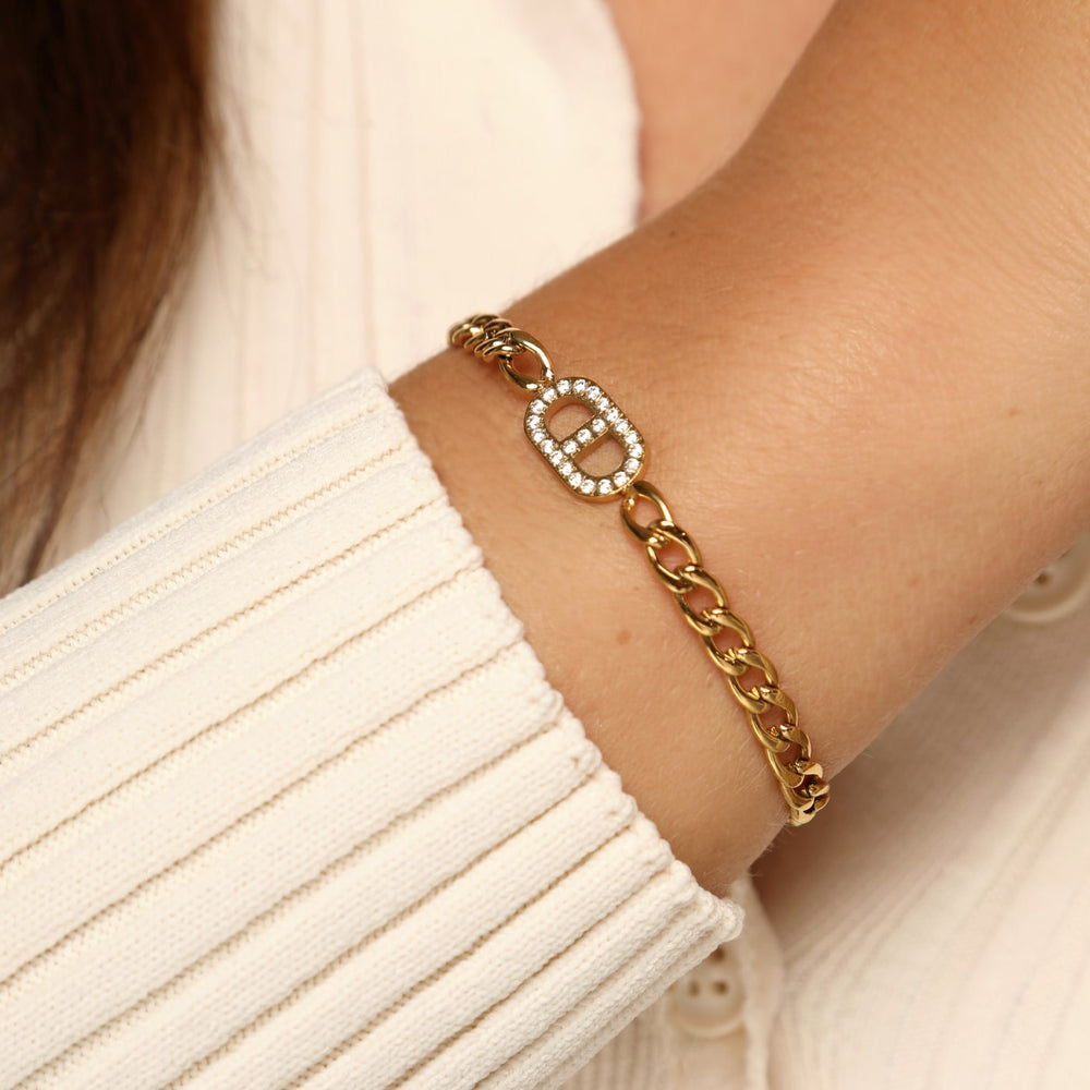 Gourmet Armband mit Zirkonia in Gold aus Edelstahl