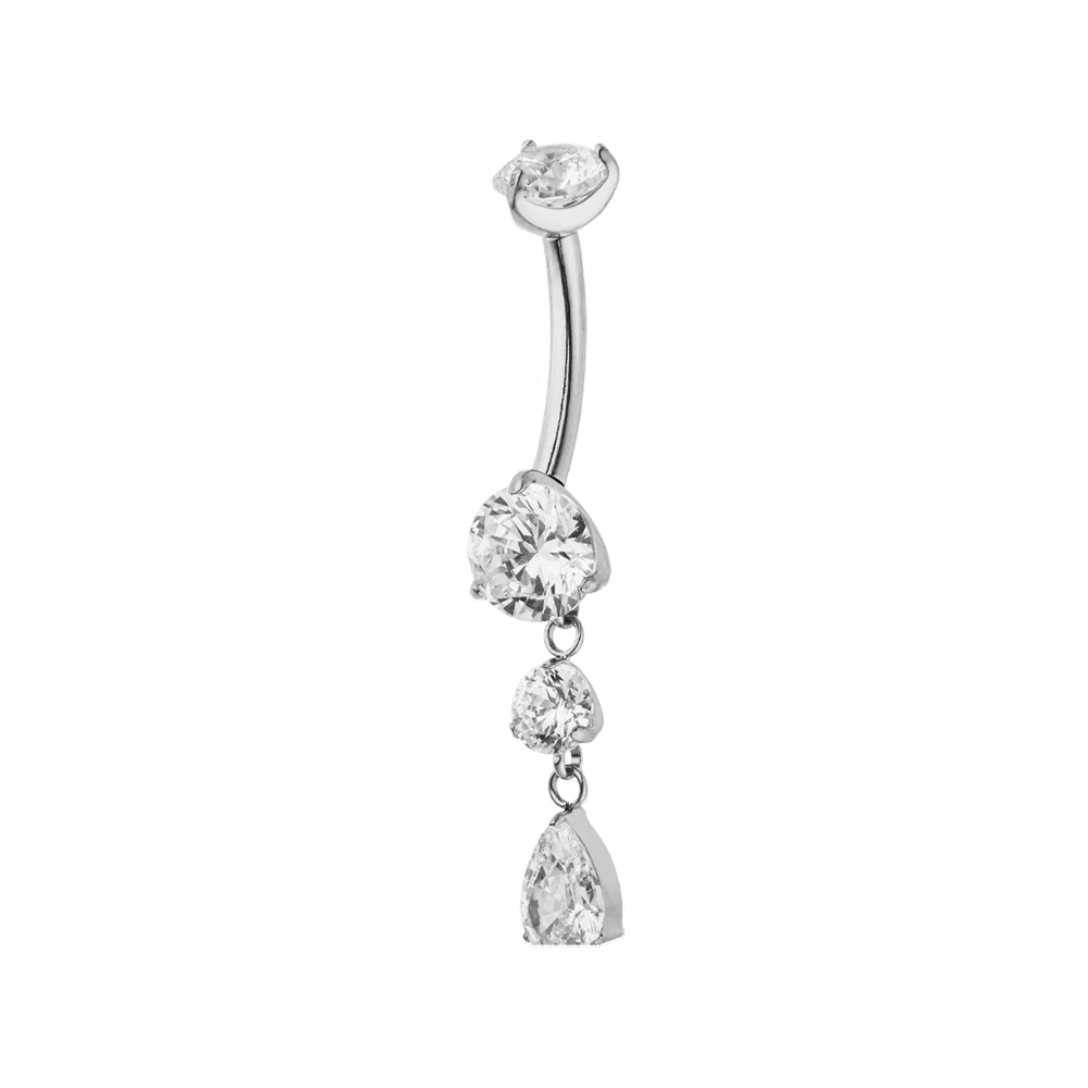 Bauchnabelpiercing Silber wasserfest mit Anhänger Zirkonia Steine Titan