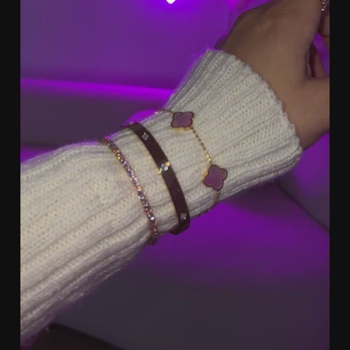 Rosa Tennis Armband | 18K vergoldet