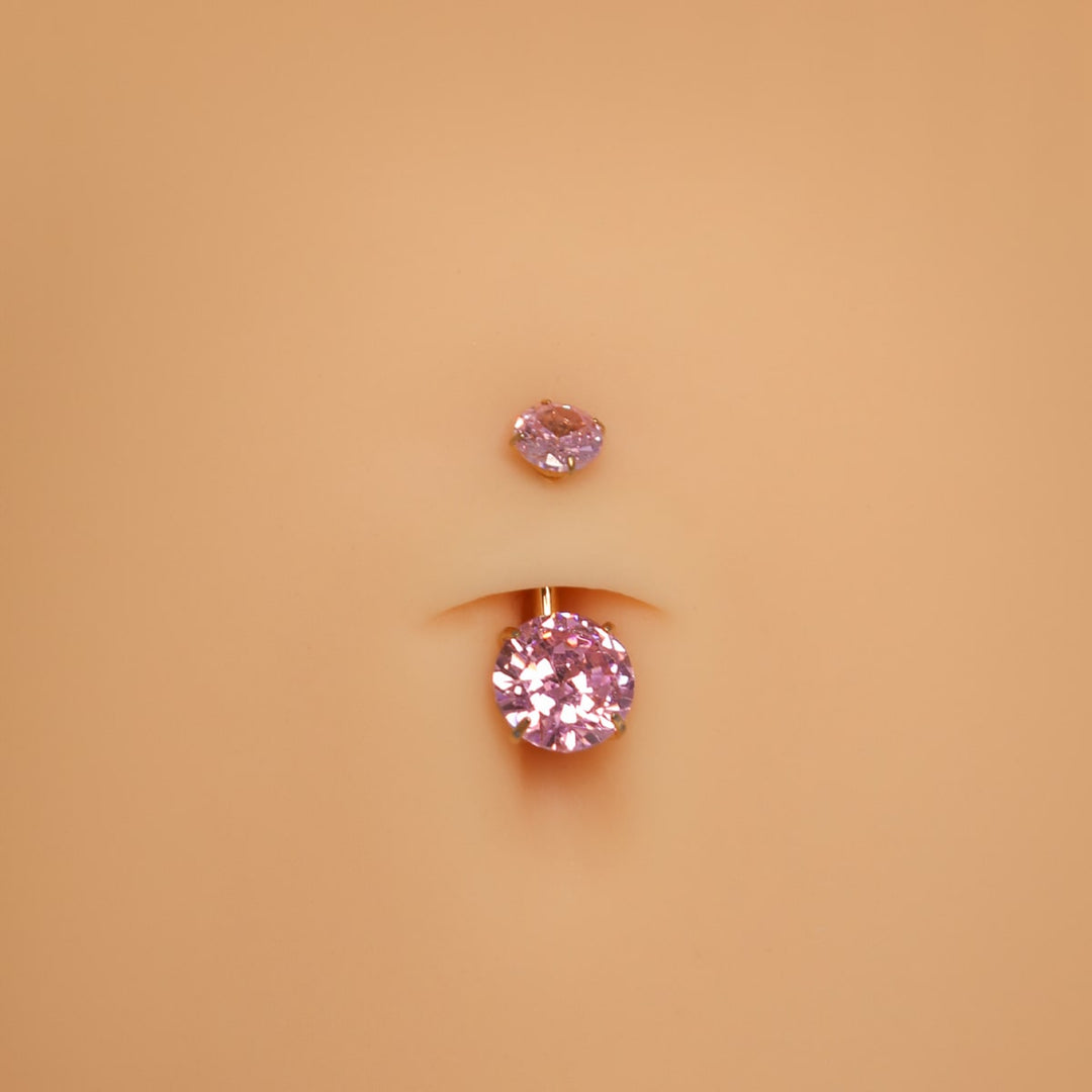 wasserfestes Nabelpiercing rosa Steinchen Bauchpiercing Titan
