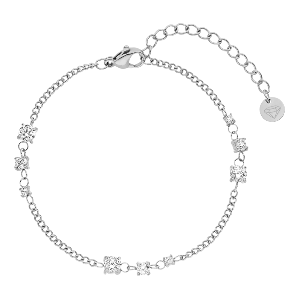 silber Armband mit Zirkonia Steinchen wasserfest Edelstahl 
