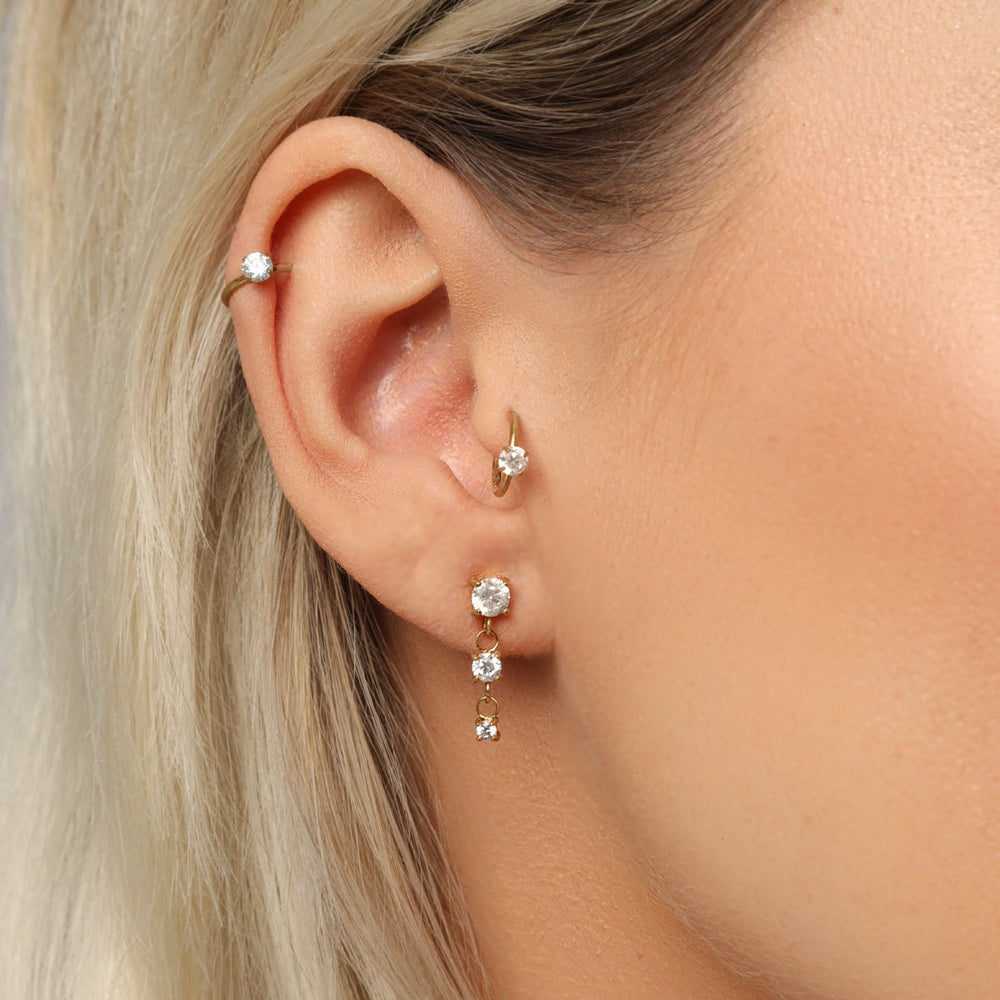 Ohrstecker mit Zirkonia Steinchen Piercing wasserfest 