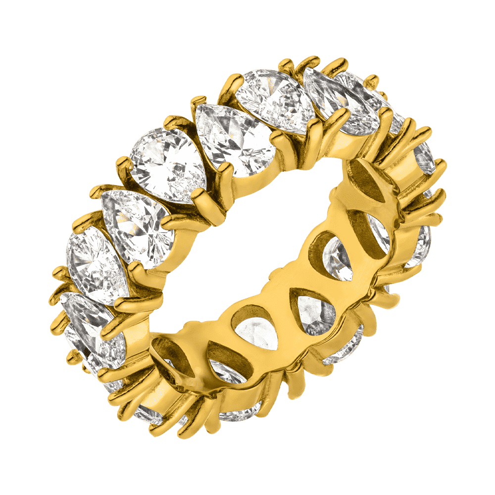 wasserfest Ring mit Tropfenform Zirkonia Steinchen vergoldet