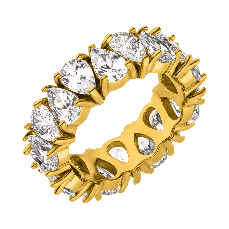wasserfest Ring mit Tropfenform Zirkonia Steinchen vergoldet