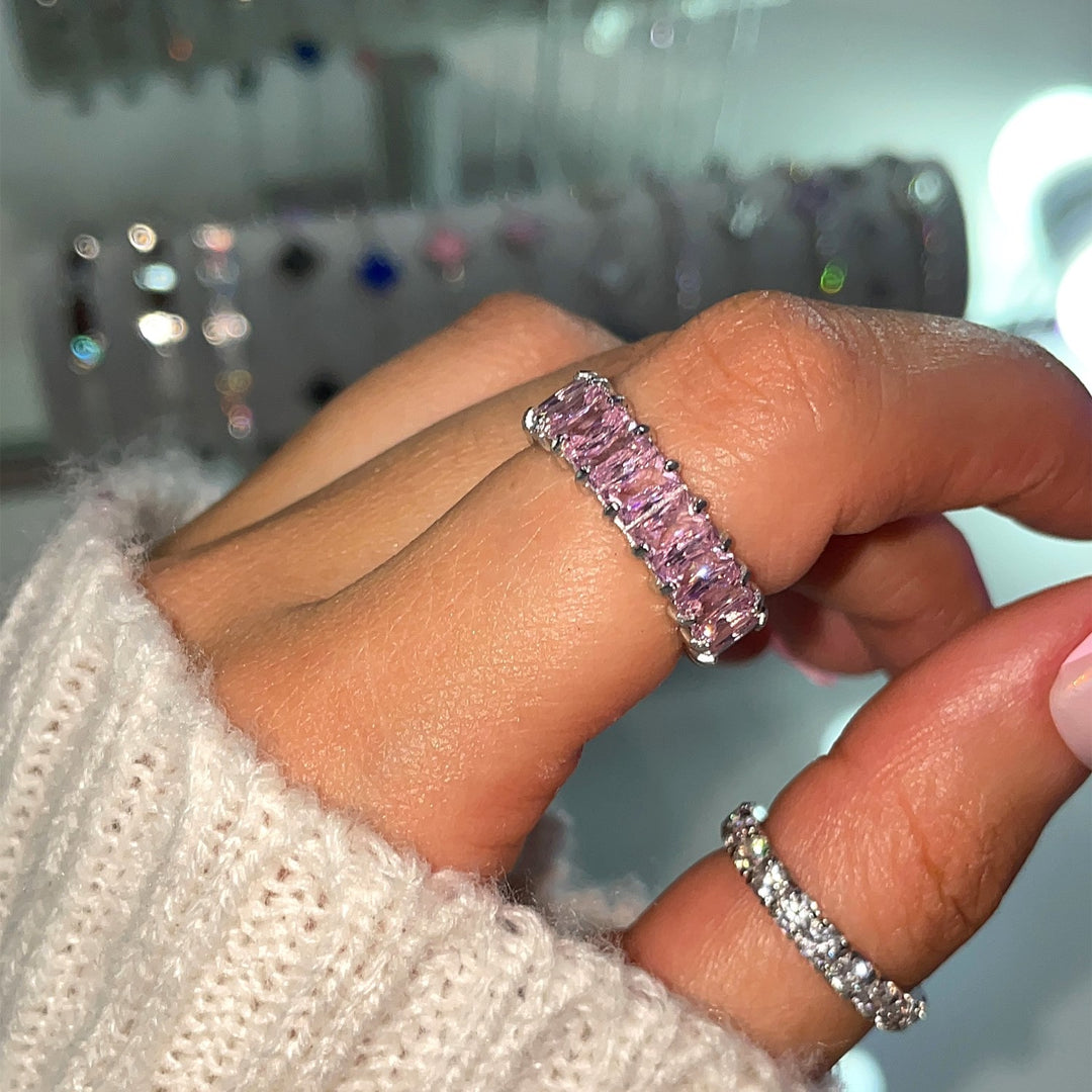 funkelnder auffälliger Ring Pinke Steinchen wasserfest