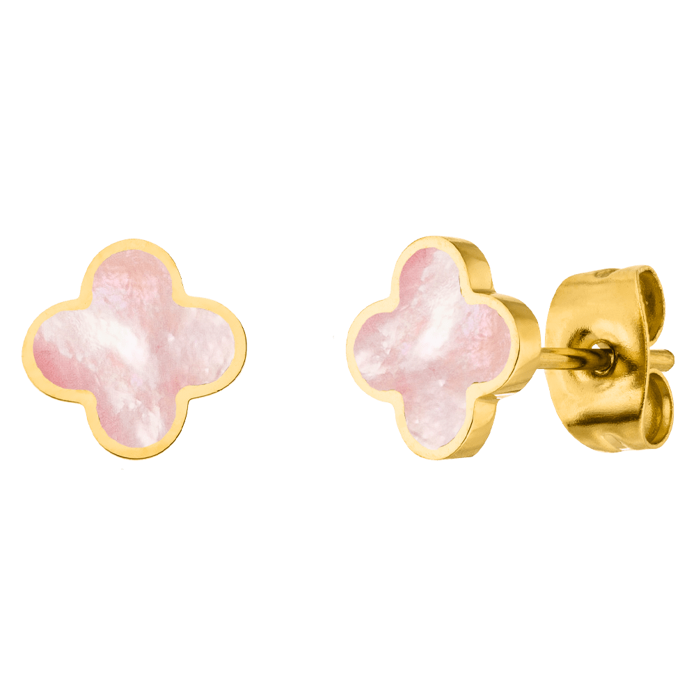 Kleeblatt Ohrstecker rosa Perlmutt