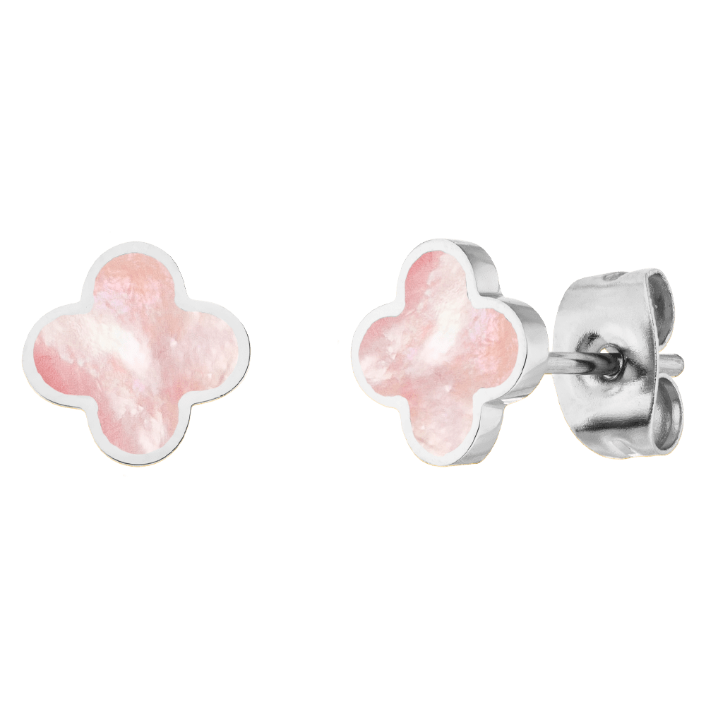 Pinke Clover Ohrringe Chirurgenstahl 