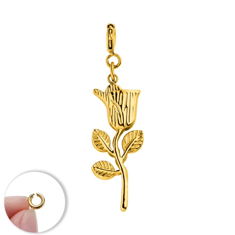 vergoldeter Anhänger in Rosenform aus Edelstahl Charm