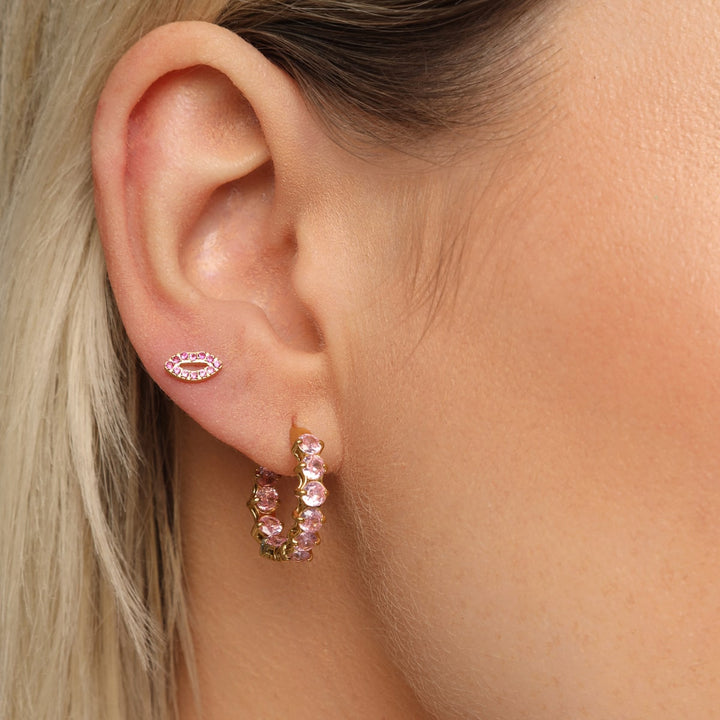 18K Vergoldet Rosa Steine Ohrringe Wasserfest Nickelfrei