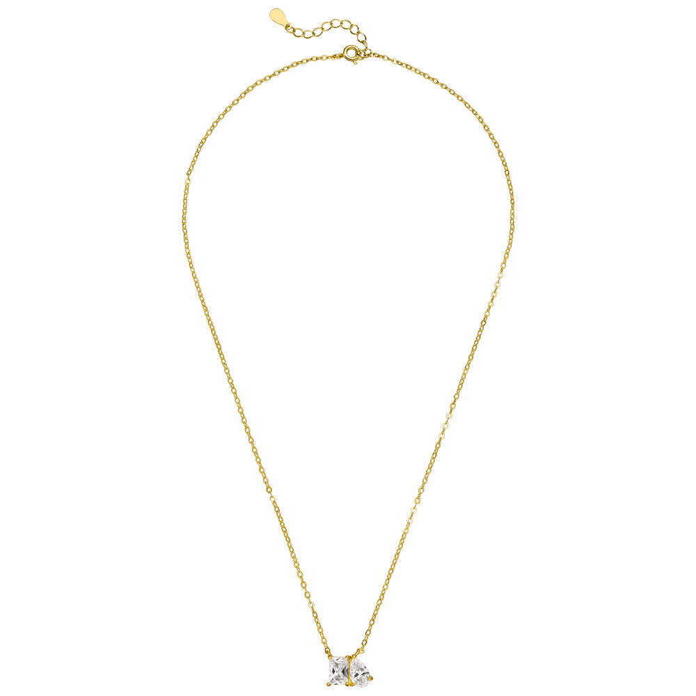 Echtsilber Halskette 18K vergoldet 925er Zirkonia Anhänger Tropfen