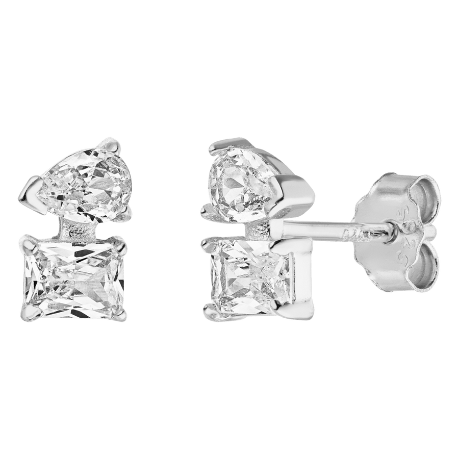 Echtsilber Ohrstecker Silber 925 Sterling rhodiniert Glitzer