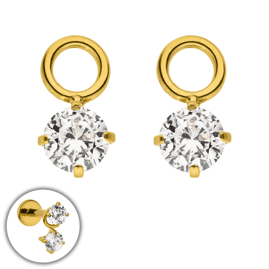Rund Anhänger Zirkonia für Piercings gold