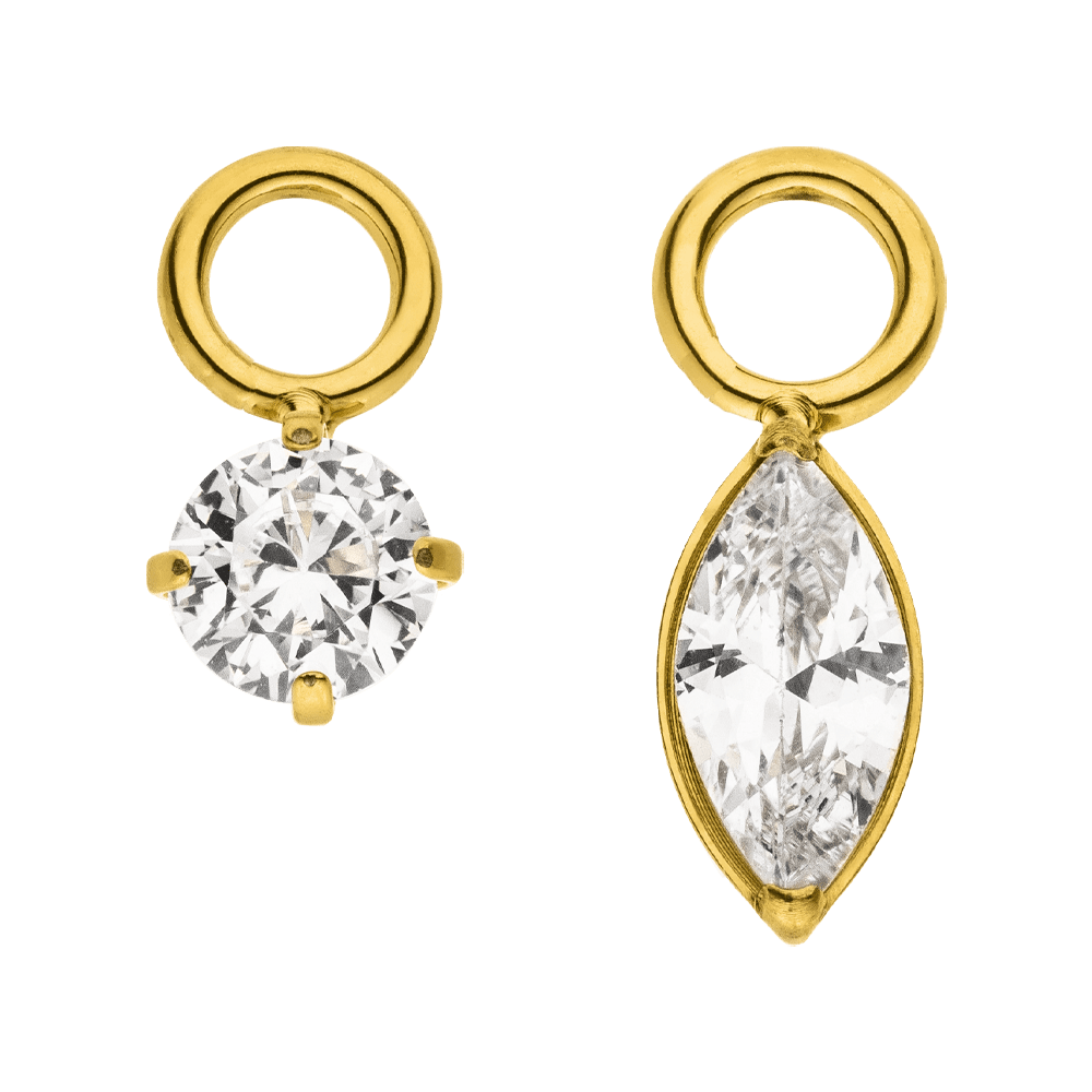 Rund Oval Anhänger Set für Piercings gold
