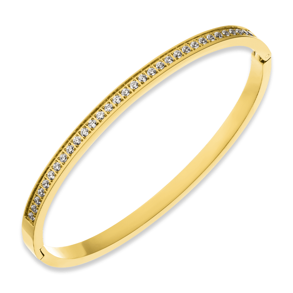 Pavé Armreif Zirkonia 18K vergoldet Edelstahl Damen