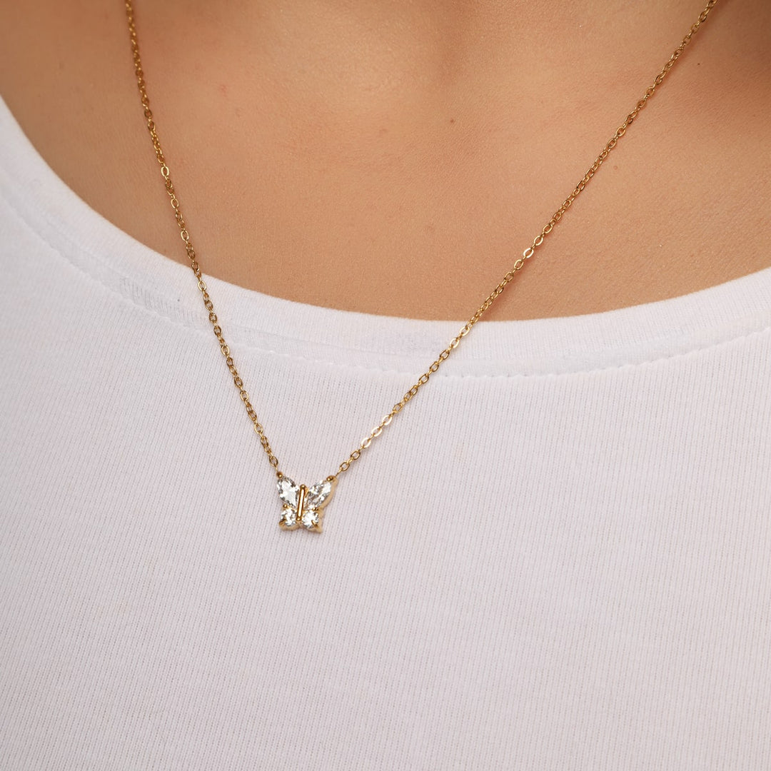 Shine Butterfly Halskette | 18K vergoldet