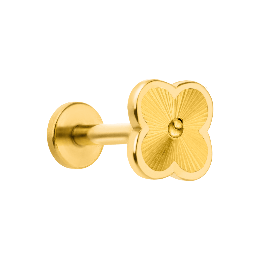  Clover Labret Piercing Kleeblatt Chirurgenstahl vergoldet 