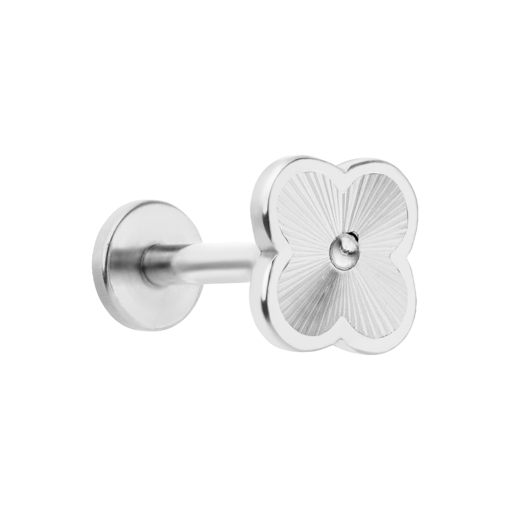  Clover Labret Piercing Kleeblatt Chirurgenstahl silber