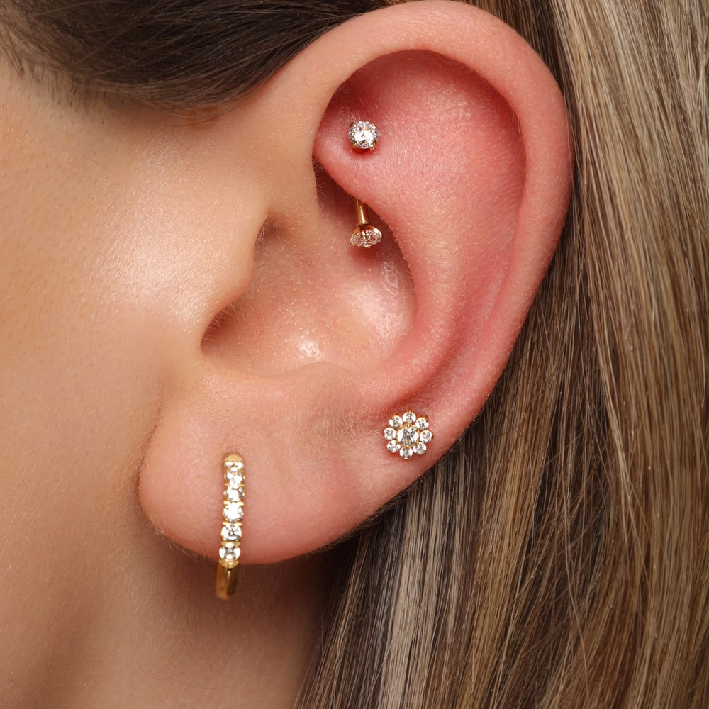 Tragus Helix Ohr Piercing Schmuck Cartilage Stecker Blume Blüte - Foto 4