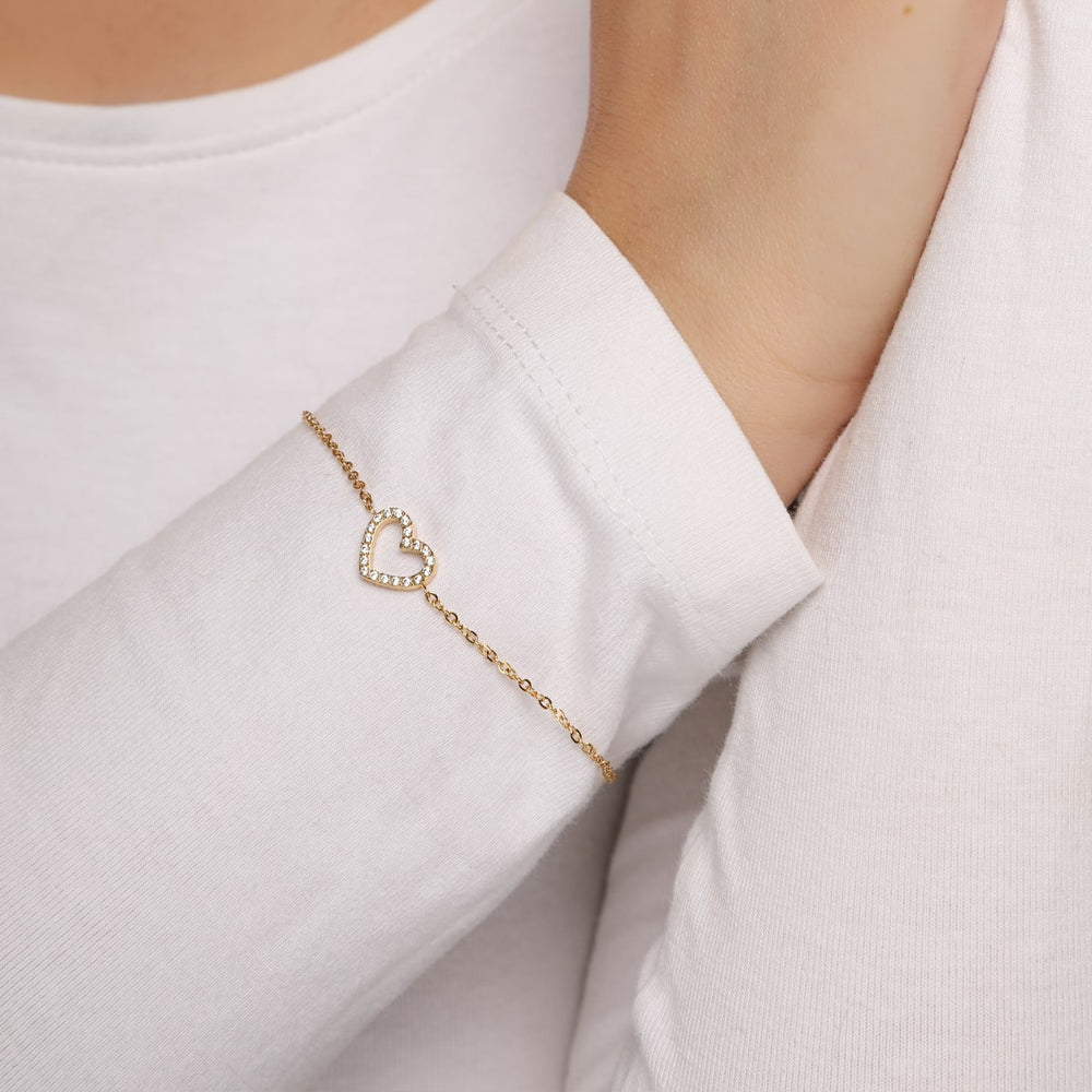 Herzchen Armband mit Steinen vergoldet