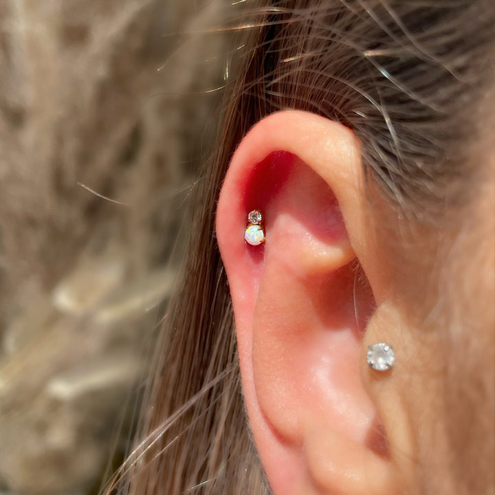 Helix Piercing Titan Opal wasserfest Steinchen