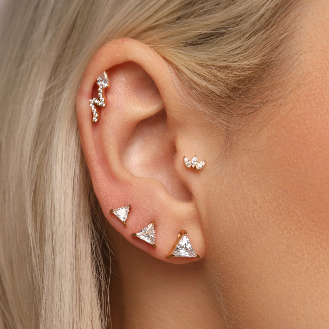 Ohrpiercing Titan vergoldet glitzernde Schlange