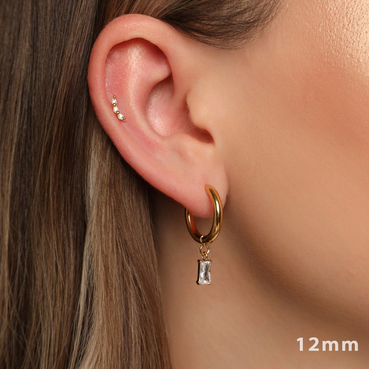 Simple baguette earrings | 18k gold -plated
