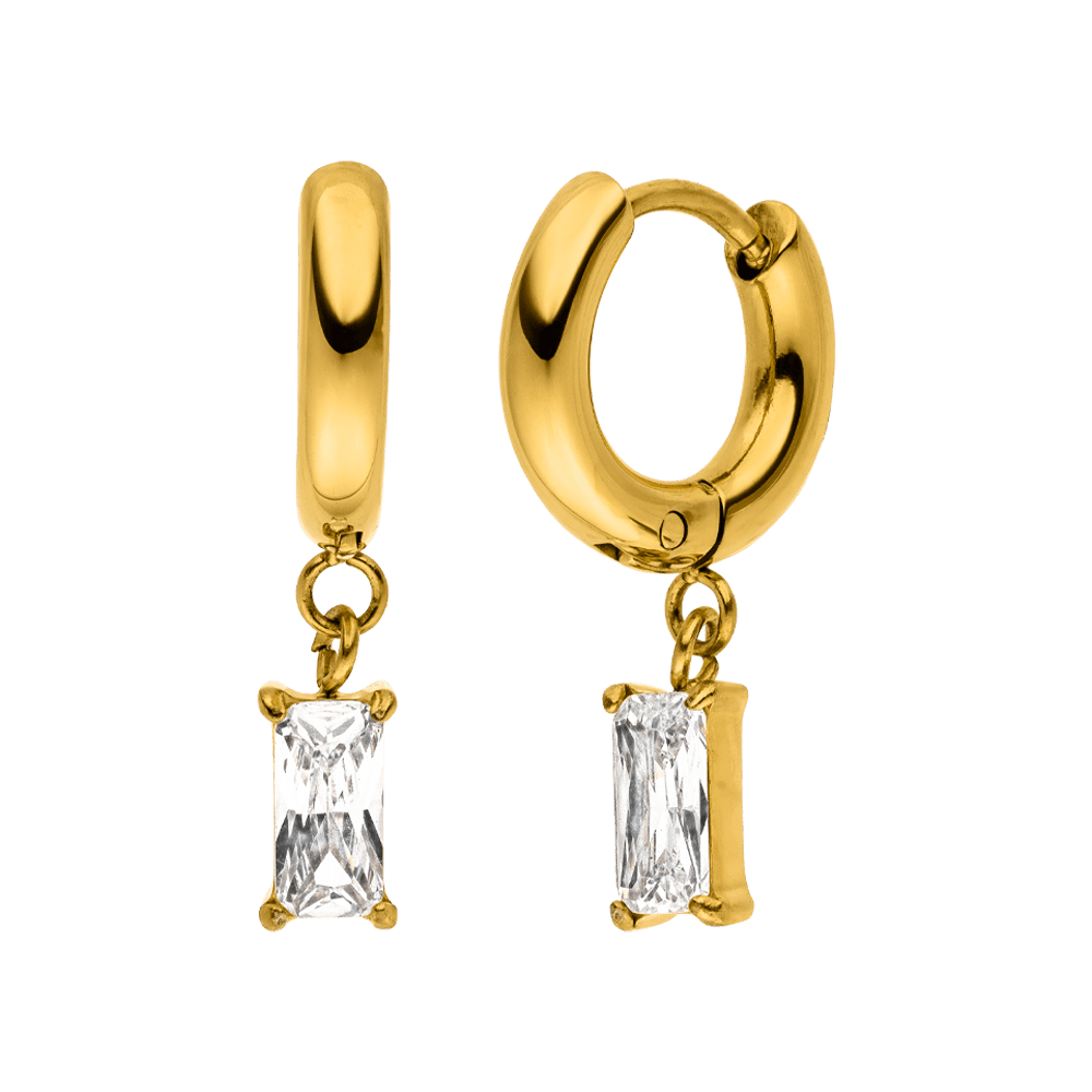 Simple baguette earrings | 18k gold -plated