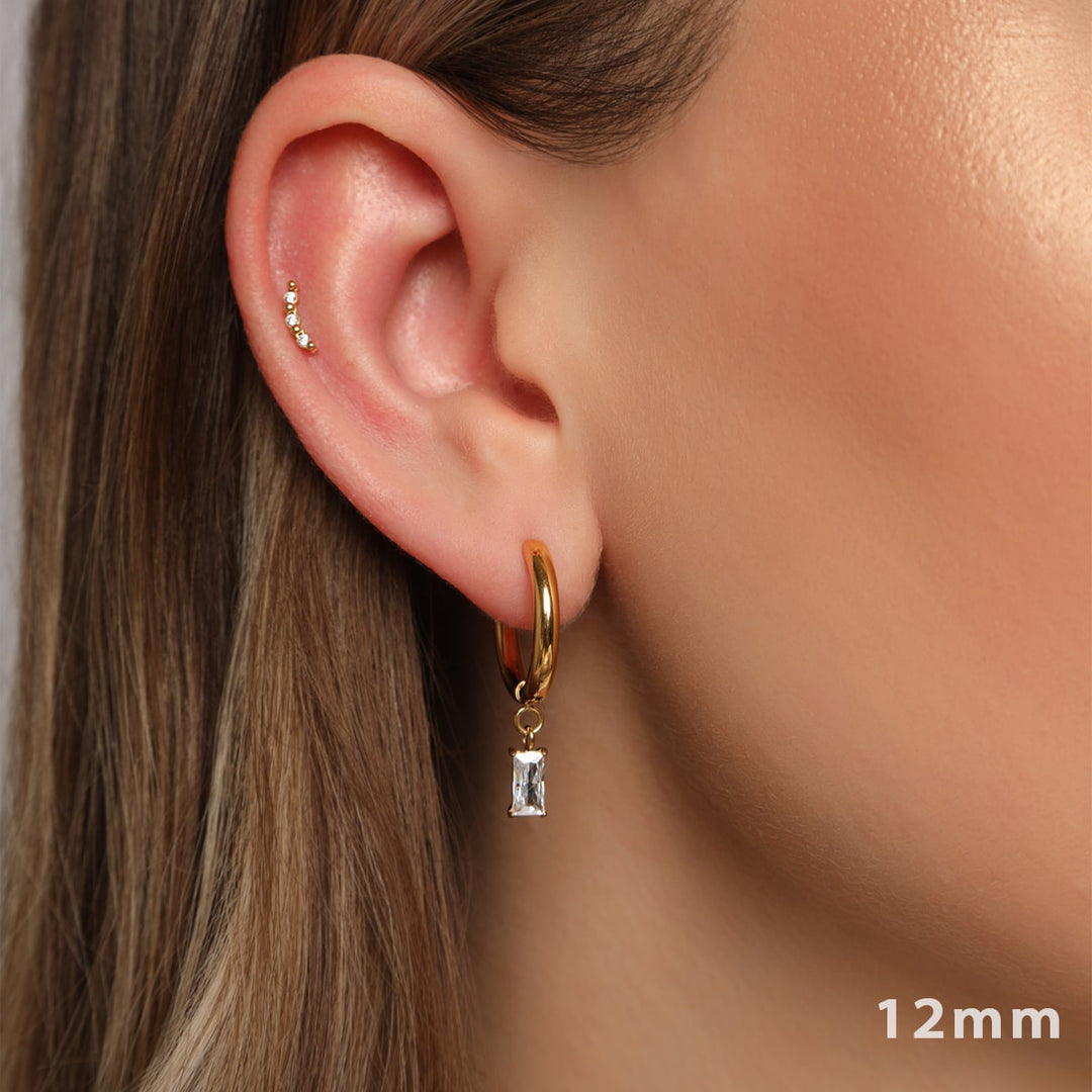 Baguette Ohrringe 18K vergoldet Damen wasserfest