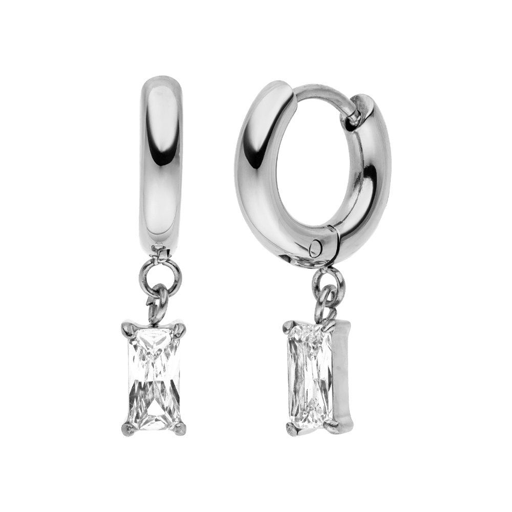 Simple baguette earrings | 18k gold -plated