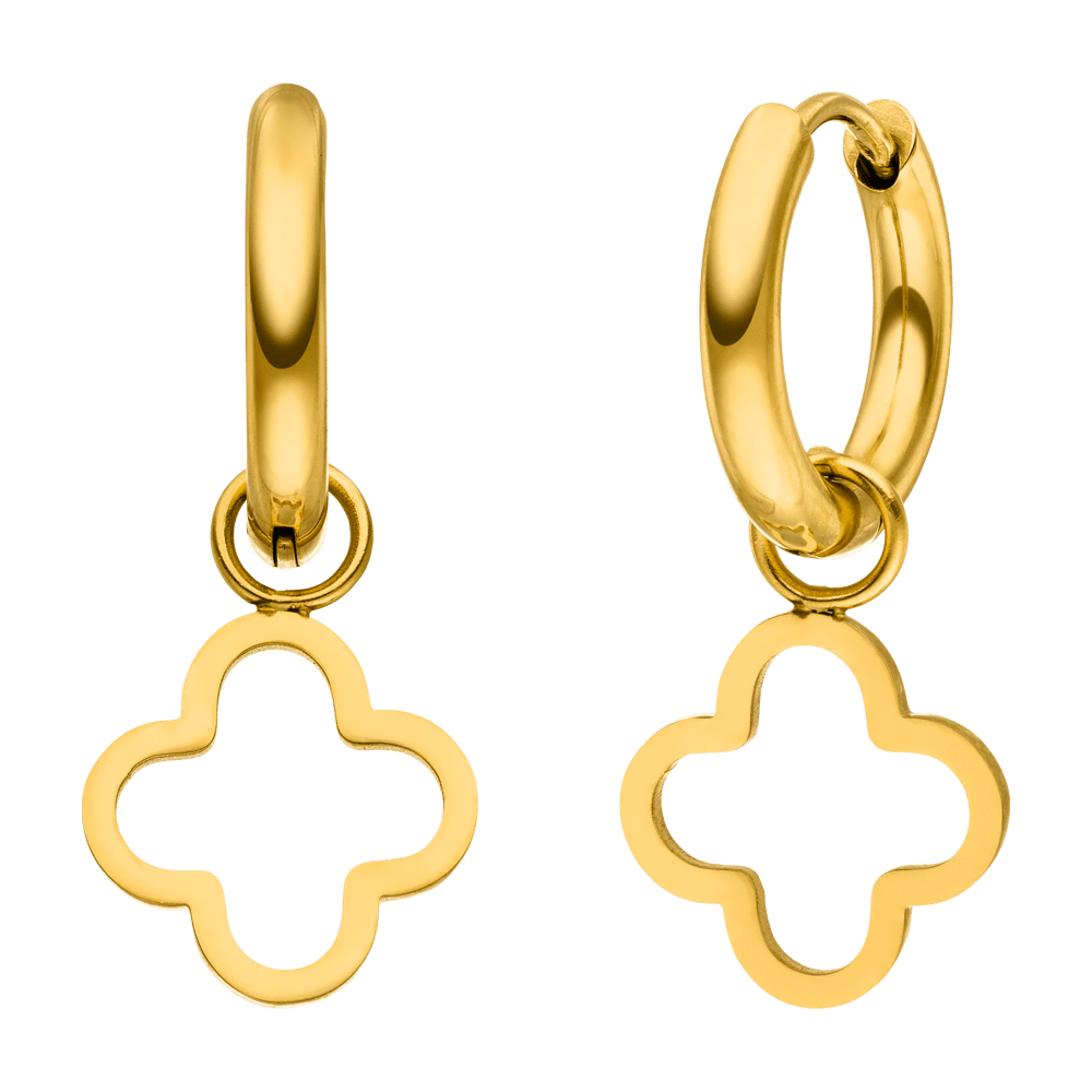 Kleeblatt Ohrringe Clover 18K vergoldet wasserfest Edelstahl