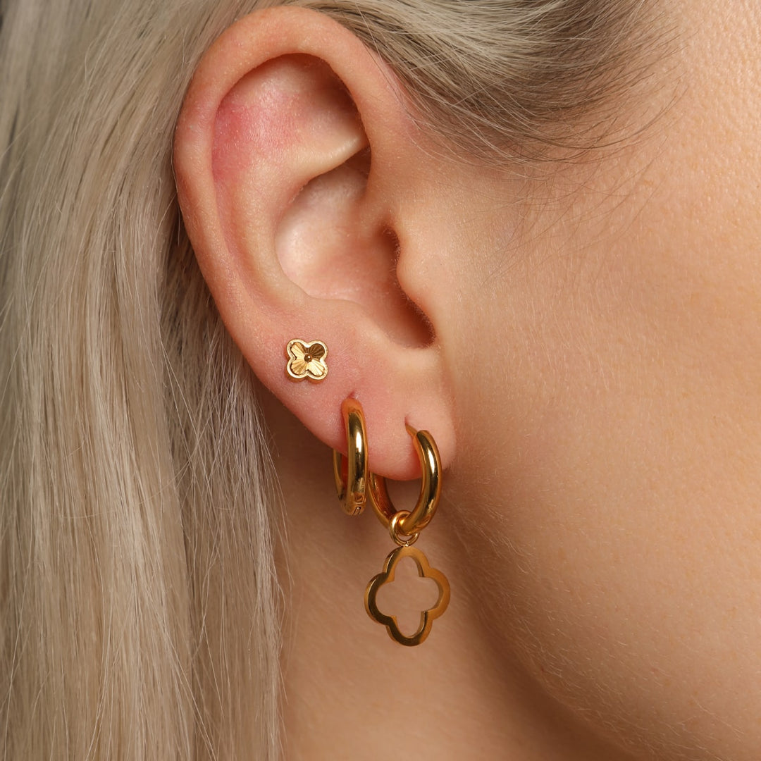 Simple clover earrings | 18k gold -plated