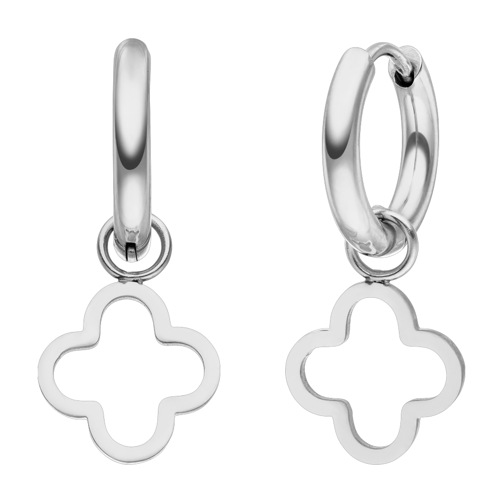 Ohrringe mit Kleeblatt Anhänger Clover Silber wasserfest