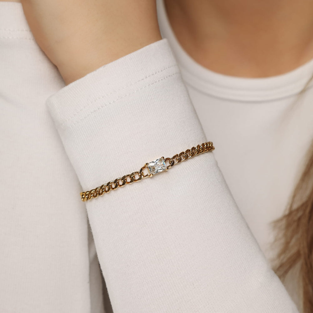 Armband mit Zirkonia Stein Damen vergoldet