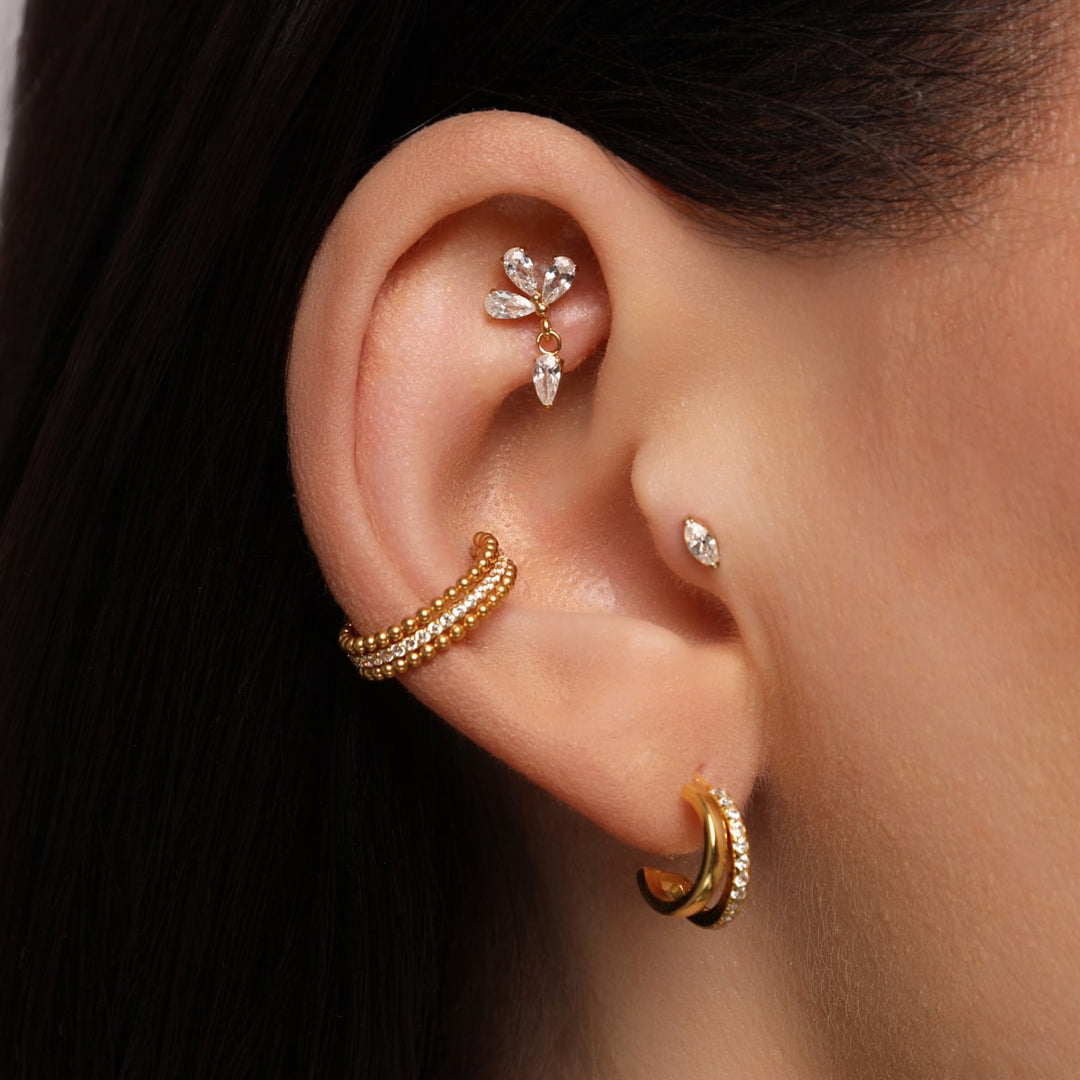 Tragus Piercing Titan Stein vergoldet