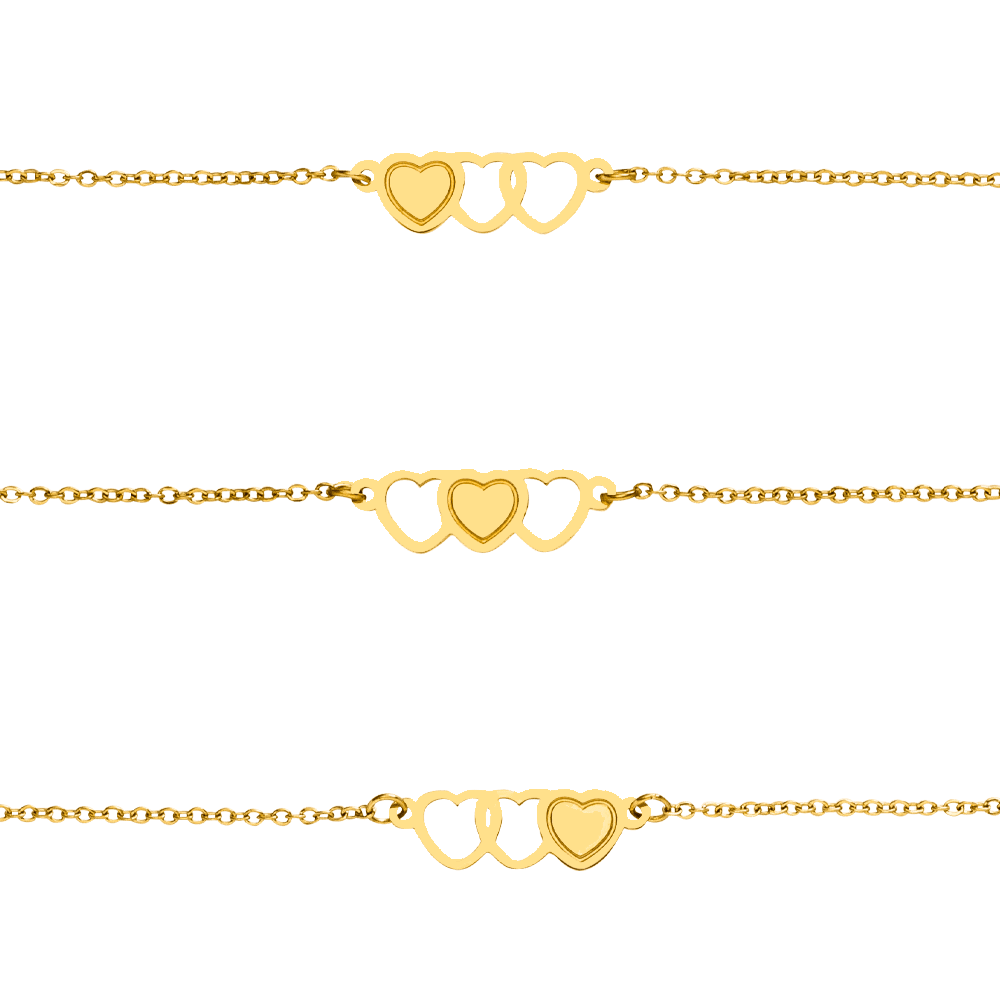 Freundschaftsarmbänder Set mit sich ergänzenden Herzen Gold