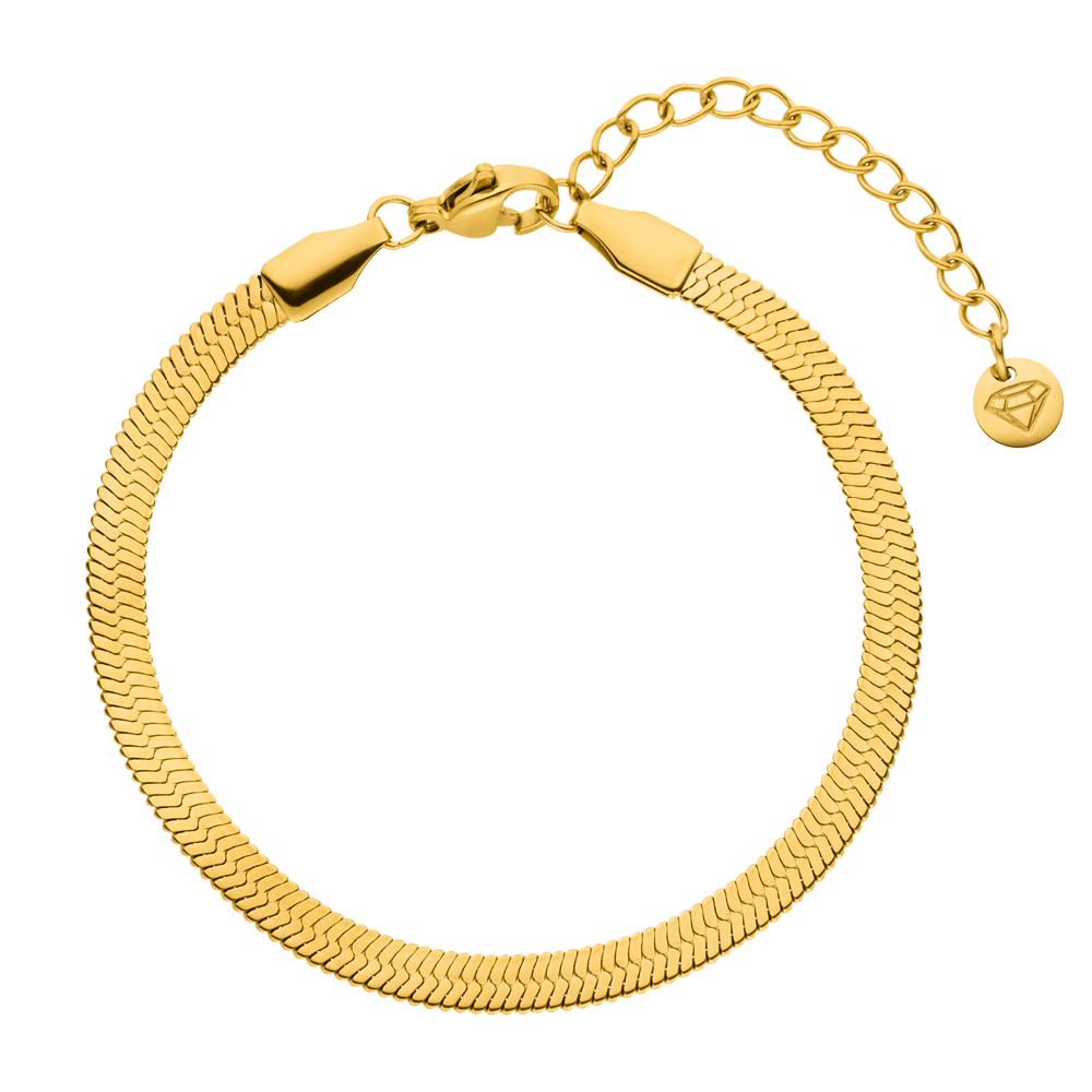 Sleek Armband aus Edelstahl 18K vergoldet Glatt Schlangenhaut