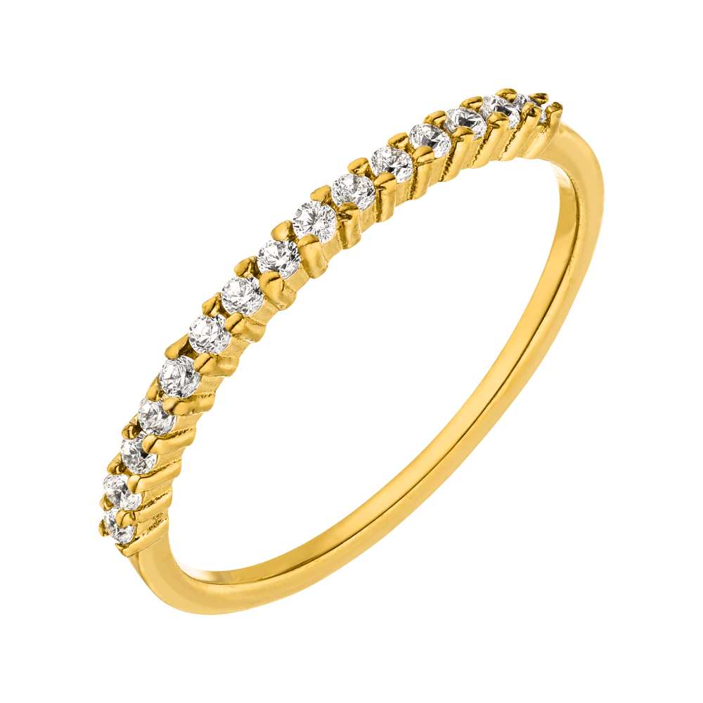 Dünner Ring mit Steinchen 18K vergoldet wasserfest Zirkonia