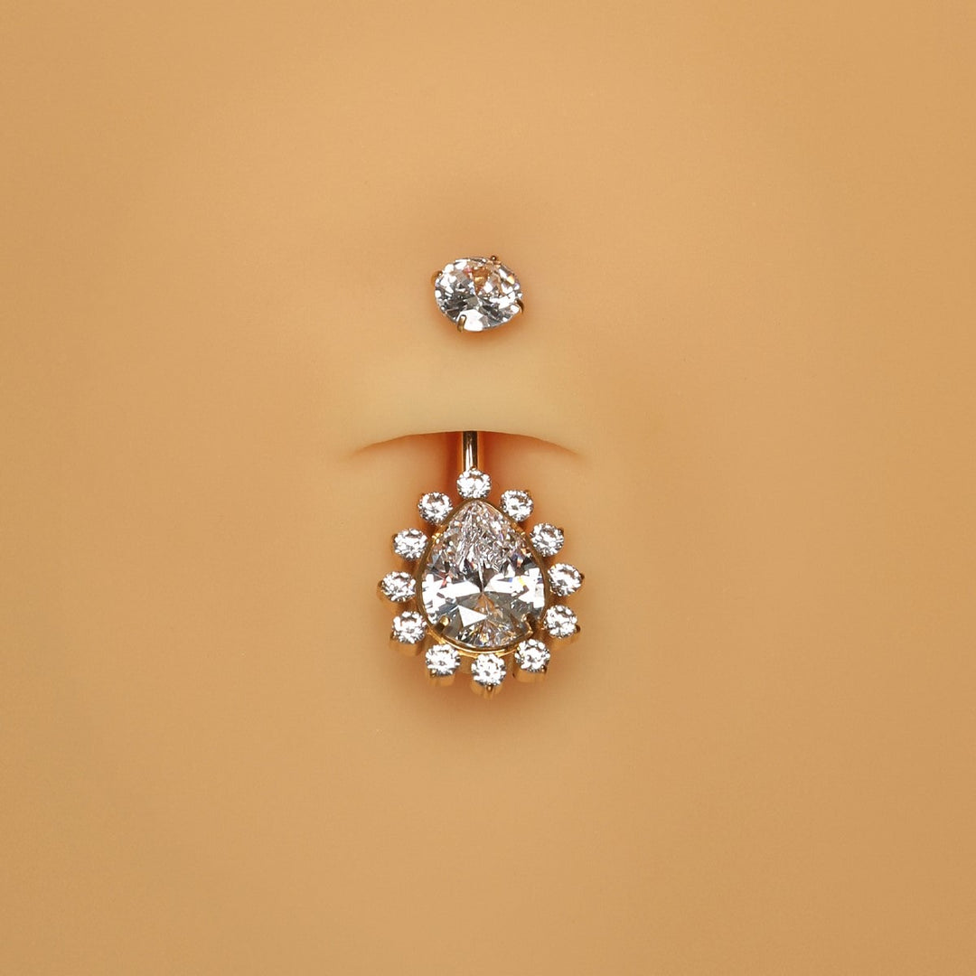 Bauchnabelpiercing mit Steinen Titan gold