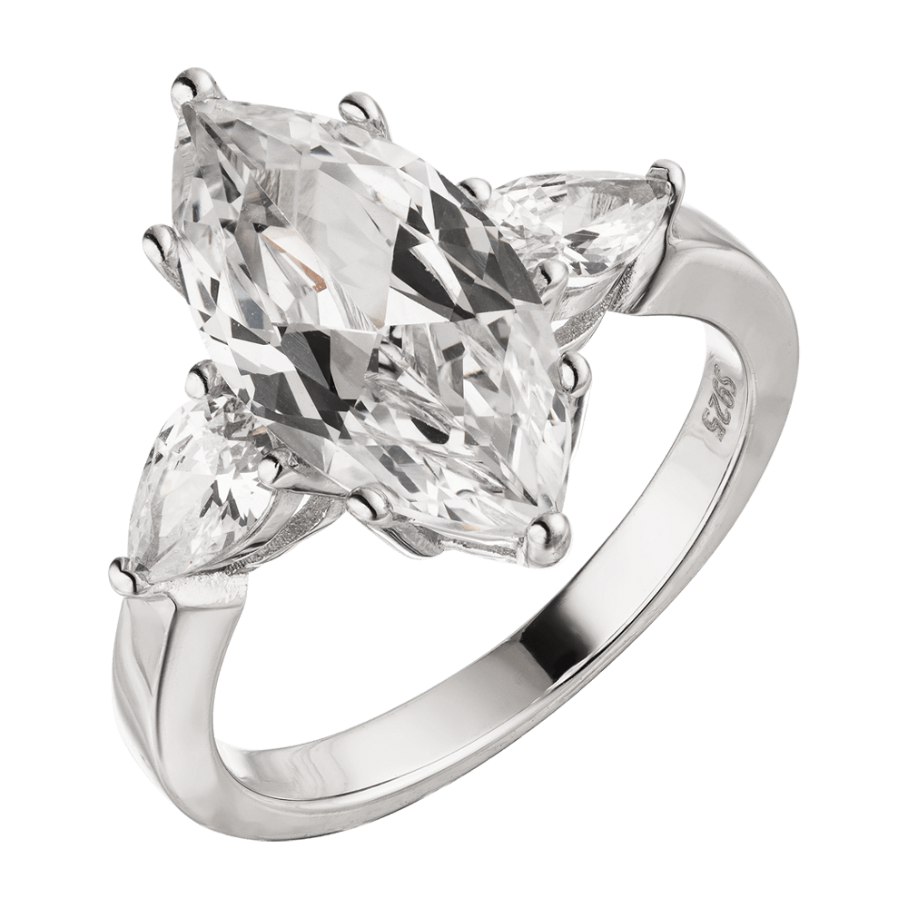 Echtsilber Ring in Marquiseform Glitzer