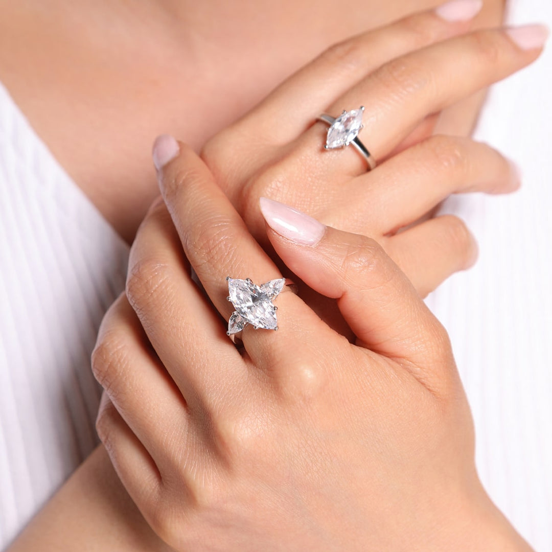 Echtsilber 925 Ring mit Marquise Stein