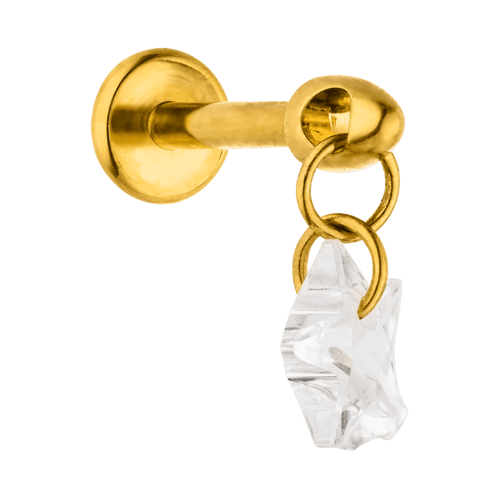 18K vergoldeter piercingstecker zirkoniastein titan